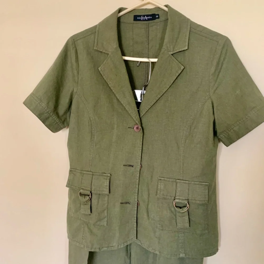 Vintage 2-piece green utility/safari-style pant set by Eric Alexandre  38/M